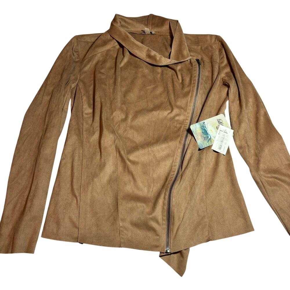 NWT Lily Star Faux Suede Zip Wrap Front Beige Size Medium SOFT